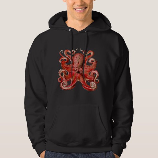 Haeckel Octopus rot Hoodie (Vorderseite)