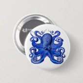 Haeckel Oktopus Blau Button (Vorne & Hinten)