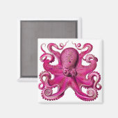 Haeckel Oktopus Rosa Magnet (Vorderseite/Rückseite)