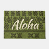 Haena Beach Hawaiian Primitive Tapa Aloha Olive Fußmatte (Vorderseite)