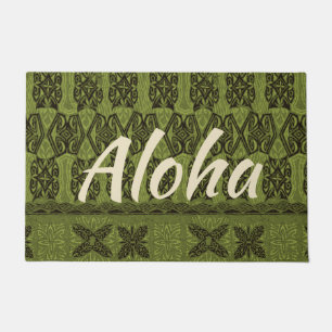Haena Beach Hawaiian Primitive Tapa Aloha Olive Fußmatte