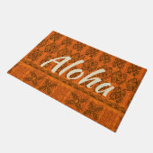 Haena Beach Hawaiian Primitive Tapa Aloha Orange Fußmatte (Schrägansicht)