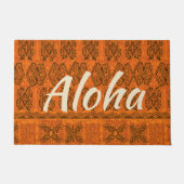 Haena Beach Hawaiian Primitive Tapa Aloha Orange Fußmatte (Vorderseite)