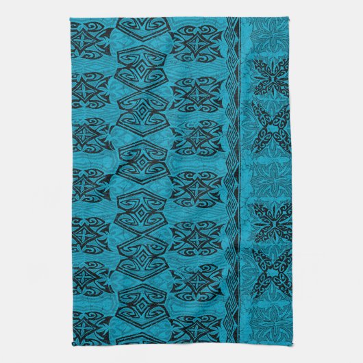 Haena Beach Hawaiian Primitive Tapa Geschirrtuch (Vertikal)