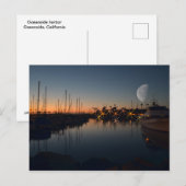 Hafen am Meer bei Dämmerung mit dem Mond Postkarte (Vorne/Hinten)
