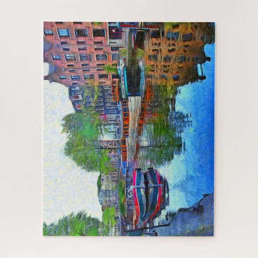 Hafen auf dem Kanal in Amsterdam Puzzle (Vertikal)