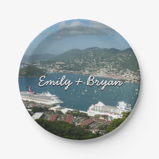 Hafen auf den St. Thomas-Inseln der US-Jungfrau Pappteller (Vorderseite)