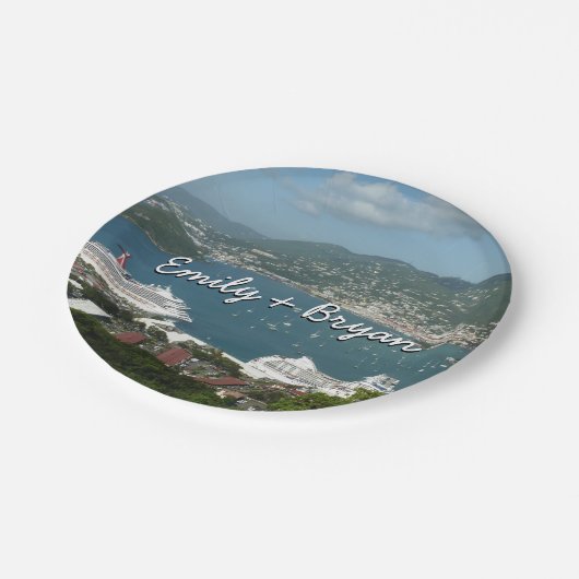 Hafen auf den St. Thomas-Inseln der US-Jungfrau Pappteller (Schrägansicht)