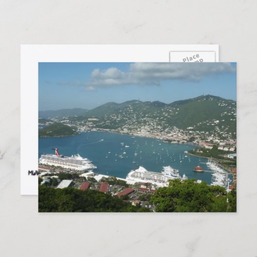 Hafen auf den St. Thomas-Inseln der US-Jungfrau Postkarte (Vorne/Hinten)