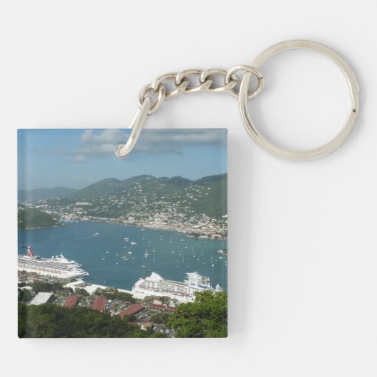 Hafen auf den St. Thomas-Inseln der US-Jungfrau Schlüsselanhänger (Rückseite)