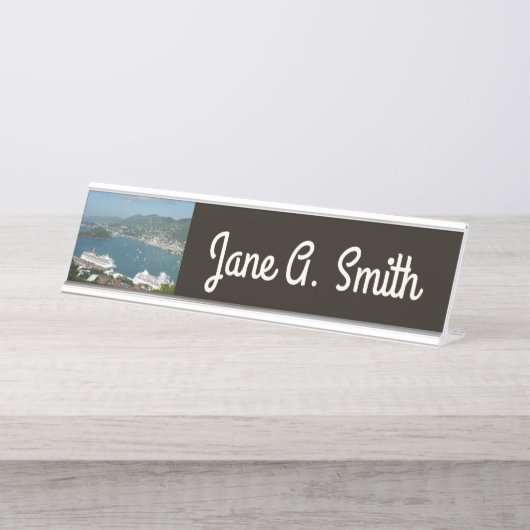 Hafen auf den St. Thomas-Inseln der US-Jungfrau Schreibtischnamensplakette (Vorderseite )