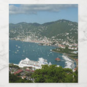 Hafen auf den St. Thomas-Inseln der US-Jungfrau Weinetikett (Einzelnes Label)