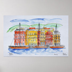 Hafen, Bastia Korsika, Frankreich Poster