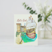 Hafen Galleon Postkarte (Stehend Vorderseite)