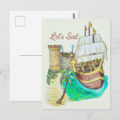 Hafen Galleon Postkarte (Vorne/Hinten)
