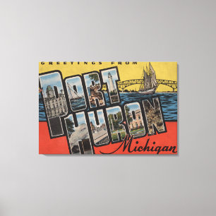 Hafen Hurone, Michigan - große Buchstabe-Szenen Leinwanddruck