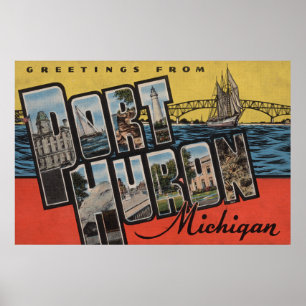 Hafen Hurone, Michigan - große Buchstabe-Szenen Poster