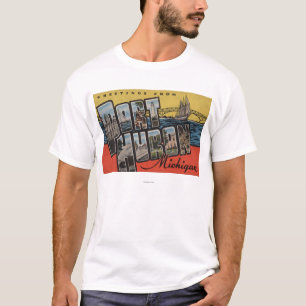 Hafen Hurone, Michigan - große Buchstabe-Szenen T-Shirt