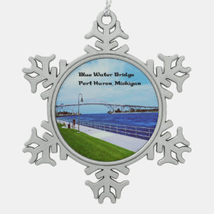 Hafen Hurone Michigan Schneeflocken Zinn-Ornament