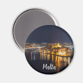 Hafen in Malta nachts beleuchtet Magnet (Vorderseite/Rückseite)