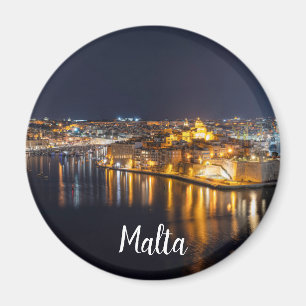 Hafen in Malta nachts beleuchtet Magnet