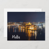 Hafen in Malta nachts beleuchtet Postkarte (Vorne/Hinten)