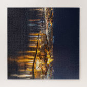 Hafen in Malta nachts beleuchtet Puzzle (Horizontal)