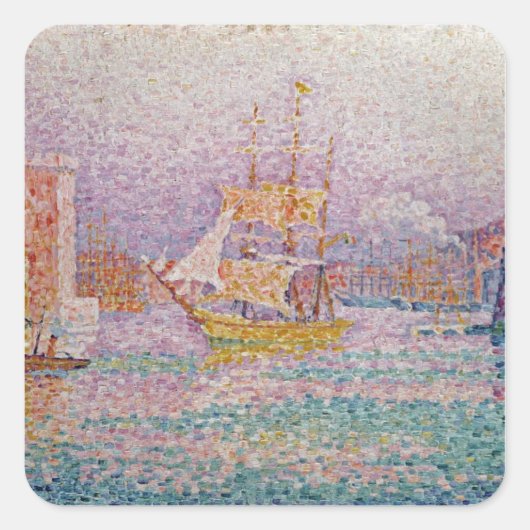 Hafen in Marseille, c.1906 Quadratischer Aufkleber (Vorderseite)