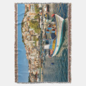 Hafen mit Fischerbooten in Plomari, Lesvos, Griech Decke (Vorderseite Vertikal)