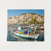 Hafen mit Fischereifahrzeugen in Plomari, Lesvos,  Wandteppich (Vorderseite (Horizontal))