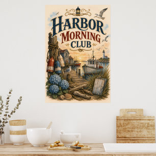 Hafen Morgen Club Küsten Leuchtturm Poster