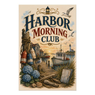 Hafen Morgen Club Küsten Leuchtturm Poster