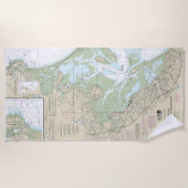 Häfen Plymouth, Kingston und Duxbury Chart Strandtuch (Vorderseite)