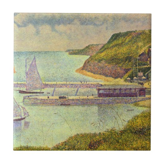 Hafen Port-en-Bessin Hochtide von Georges Seurat Fliese (Vorderseite)