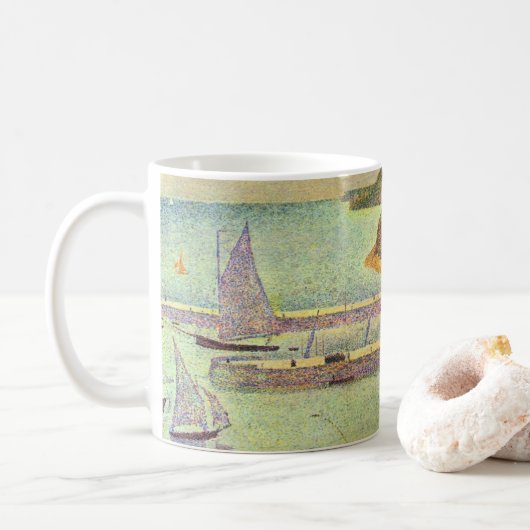 Hafen Port-en-Bessin Hochtide von Georges Seurat Kaffeetasse (Mit Donut)