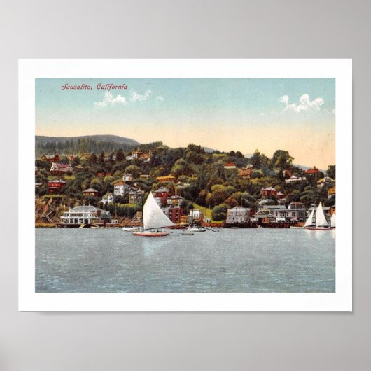 Hafen Sailboats, Sausalito, Kalifornien Vintag Poster (Vorne)