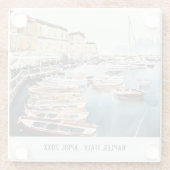 Hafen Santa Lucia Neapel Italien Wasserfarbenreise Glasuntersetzer (Rückseite)