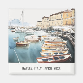 Hafen Santa Lucia Neapel Italien Wasserfarbenreise Magnet