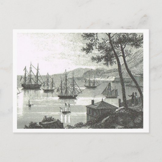 Hafen Singapur 1819 Postkarte (Vorderseite)