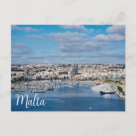Hafen Sliema mit modernen Gebäude und Booten Postkarte