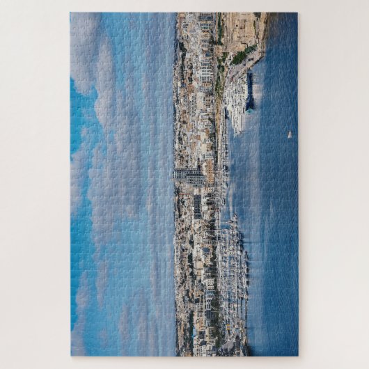Hafen Sliema mit modernen Gebäude und Booten Puzzle (Vertikal)