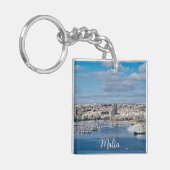 Hafen Sliema mit modernen Gebäude und Booten Schlüsselanhänger (Vorderseite links)