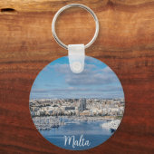 Hafen Sliema mit modernen Gebäude und Booten Schlüsselanhänger (Vorderseite)