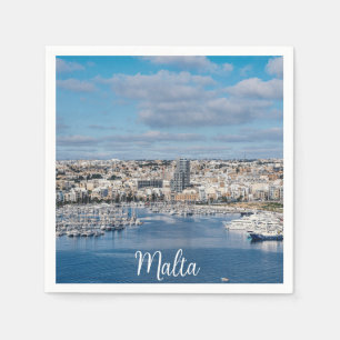 Hafen Sliema mit modernen Gebäude und Booten Serviette