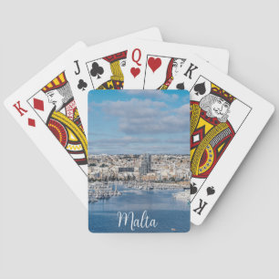 Hafen Sliema mit modernen Gebäude und Booten Spielkarten