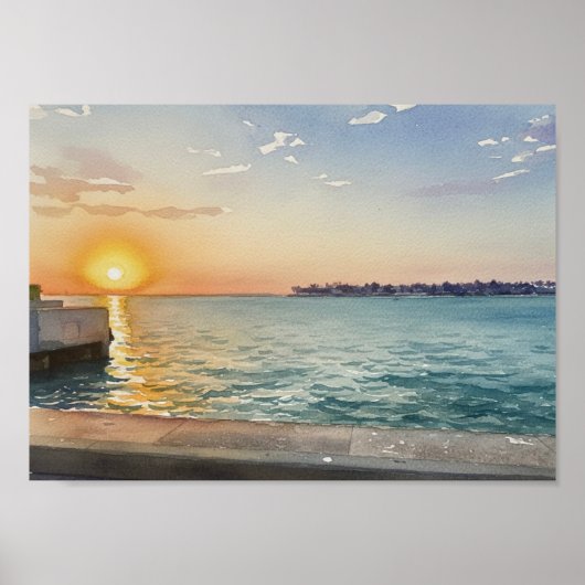 Hafen-Sonnenuntergang Poster (Vorne)