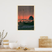 Hafen-Sonnenuntergang von Kawase Hasui Poster (Küche)