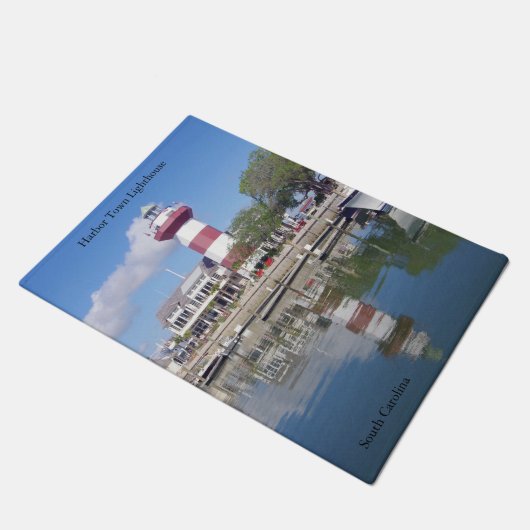 Hafen Stadt Leuchtturm Tür Fußmatte (Schrägansicht)