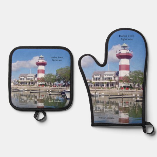 Hafen Stadtlighthouse Ofenhandschuh & Topflappen-Set (Vorderseite)