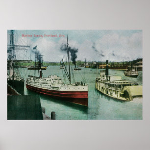 Hafen-Szene in Portland, Oregon Poster